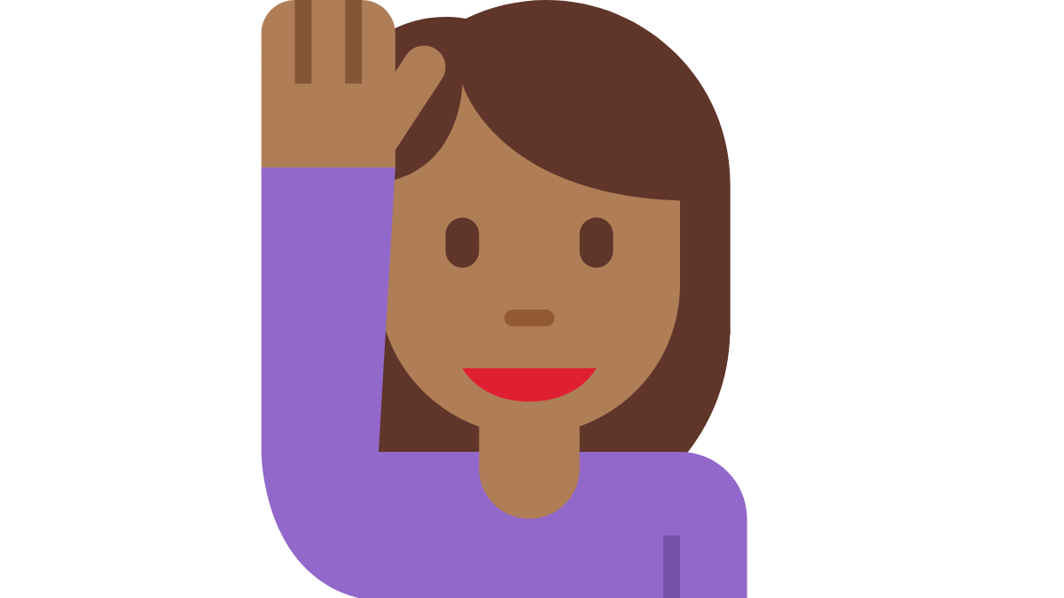 Avatar of woman raising her hand